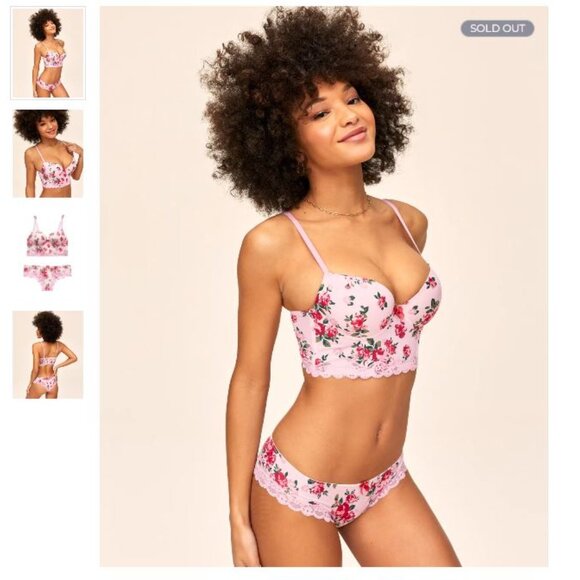 NWT Adore Me Meissa Push Up Set size 34A S pink floral - Picture 1 of 11